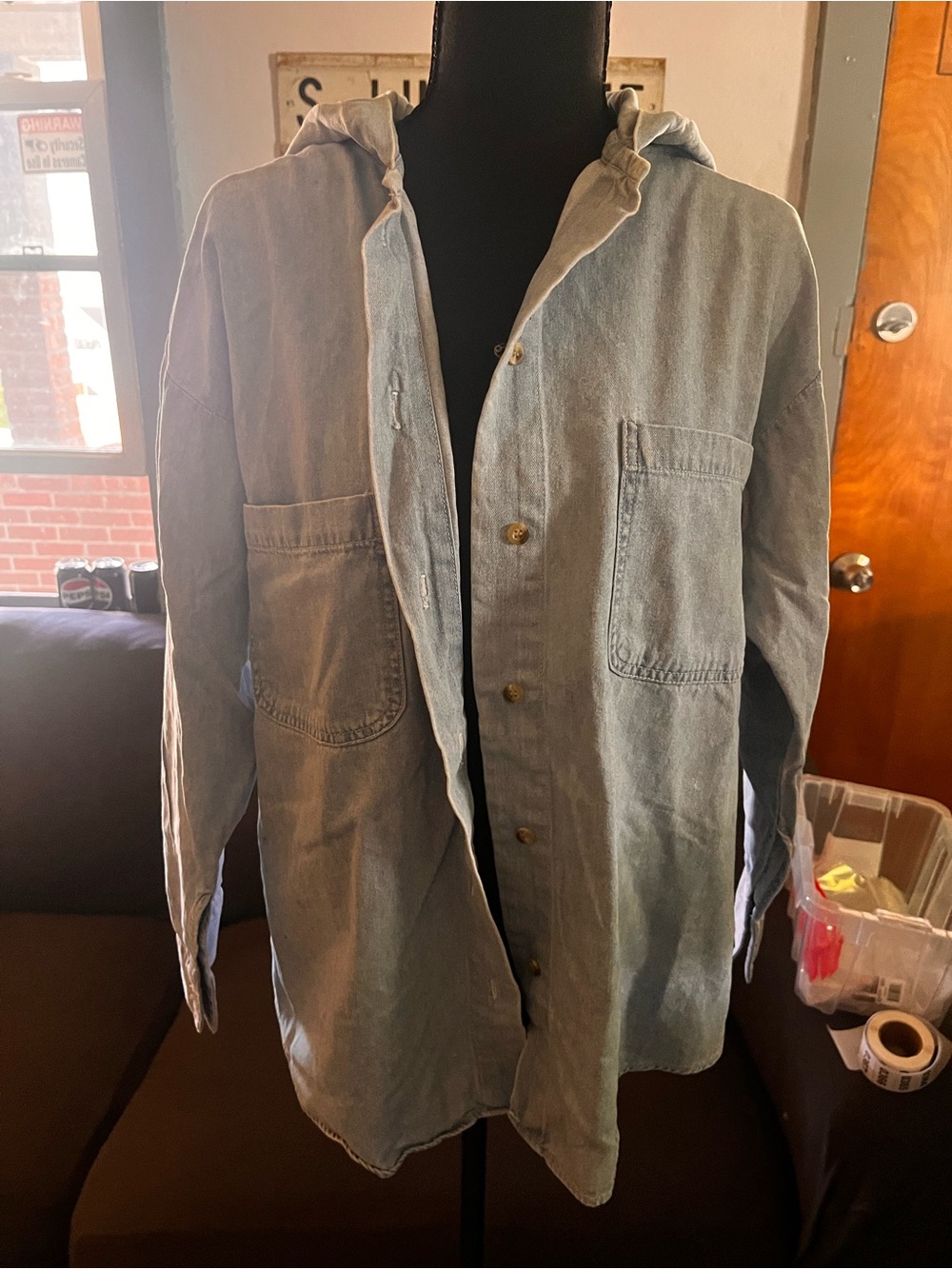 Vintage Chazz Light Blue Hooded Denim Jacket